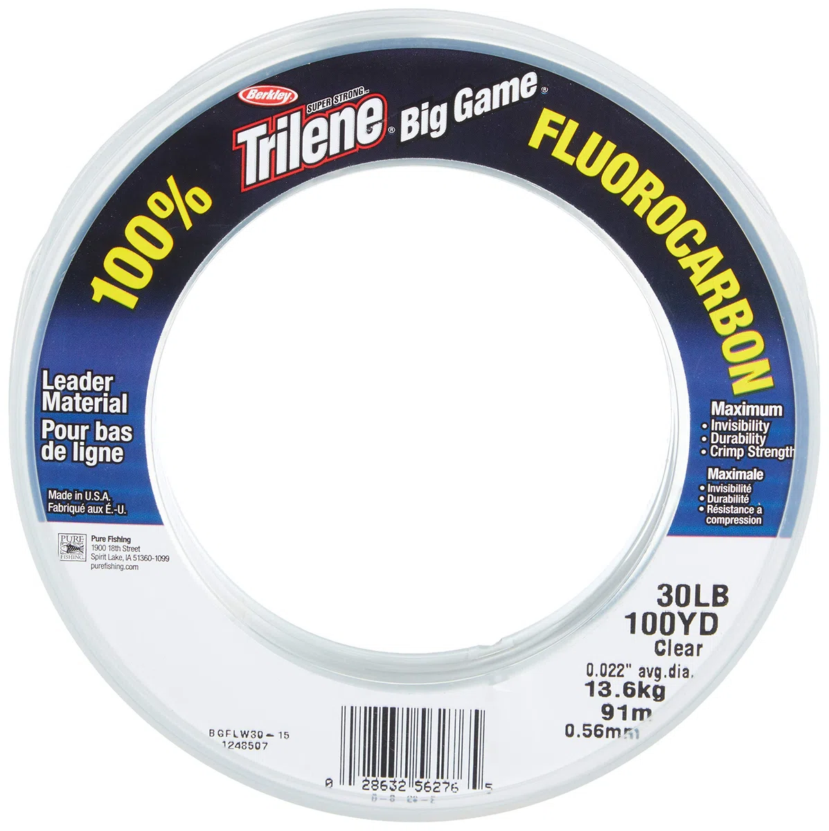 Berkley Big Game Fluorocarbon Leader Fil de pêche Résistance 13 kg 90 m