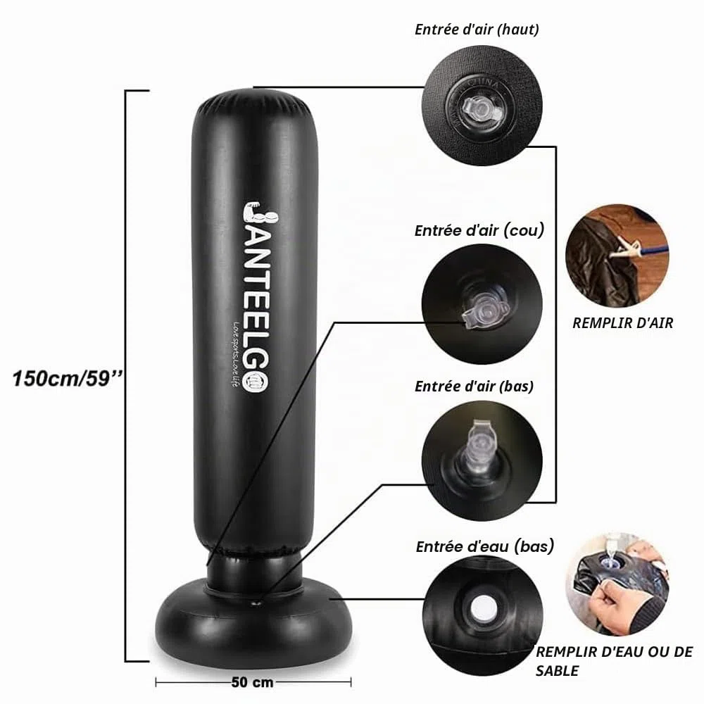 Punching Ball Enfants avec Gants de Boxe: JanTeelGO 150cm Sac de Boxe Enfant Gonflable pour la Karaté - Sac de Frappe Enfant Cadeaux pour GarçOns et Filles 3-12 Ans
