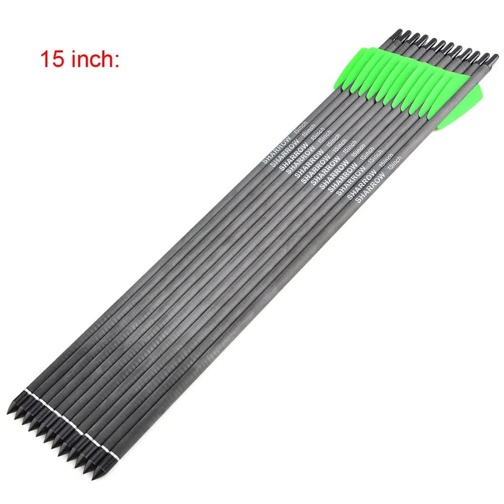 SHARROW Flèches d'arbalète en Carbone 15 Pouces 7.5 Pouces Boulons d'arbalète Spine 400 Flèches pour Arbalète
