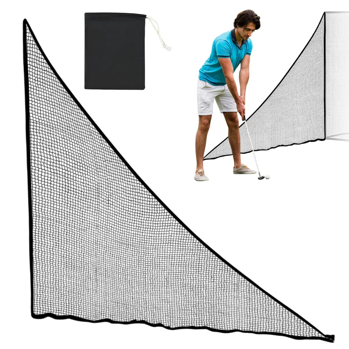 Filet D'entraînement De Golf 7x7ft Filet Golf Latéral PolyesterSac Sable Stabilité Attache Sécurité Baseball Hockey Solution Balle Perdue Pratique Intérieur Extérieur