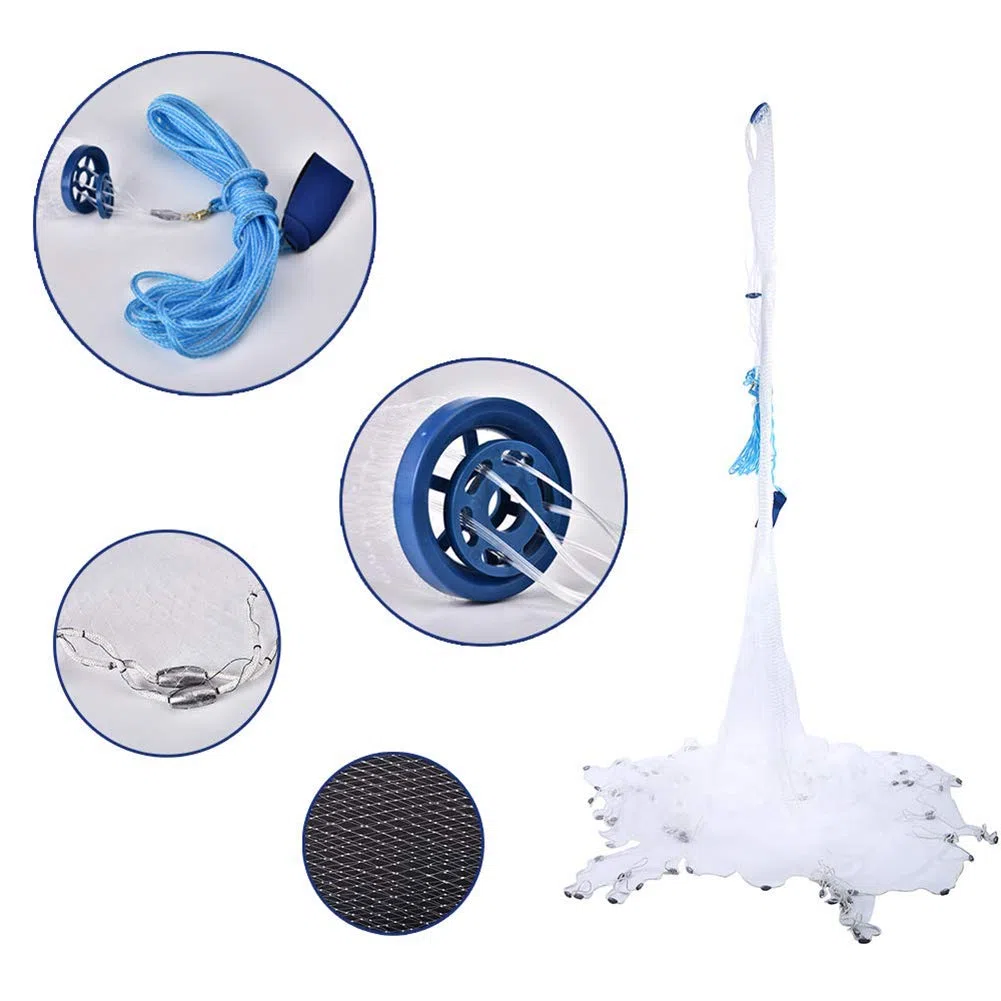 Filet De Peche Mer - Carrelet De Peche - Monofilament de Nylon pour Piège à Appâts et Poissons - Accessoire De Piège De Réseau De Pêche Portatif Durable à Lancer à La Main