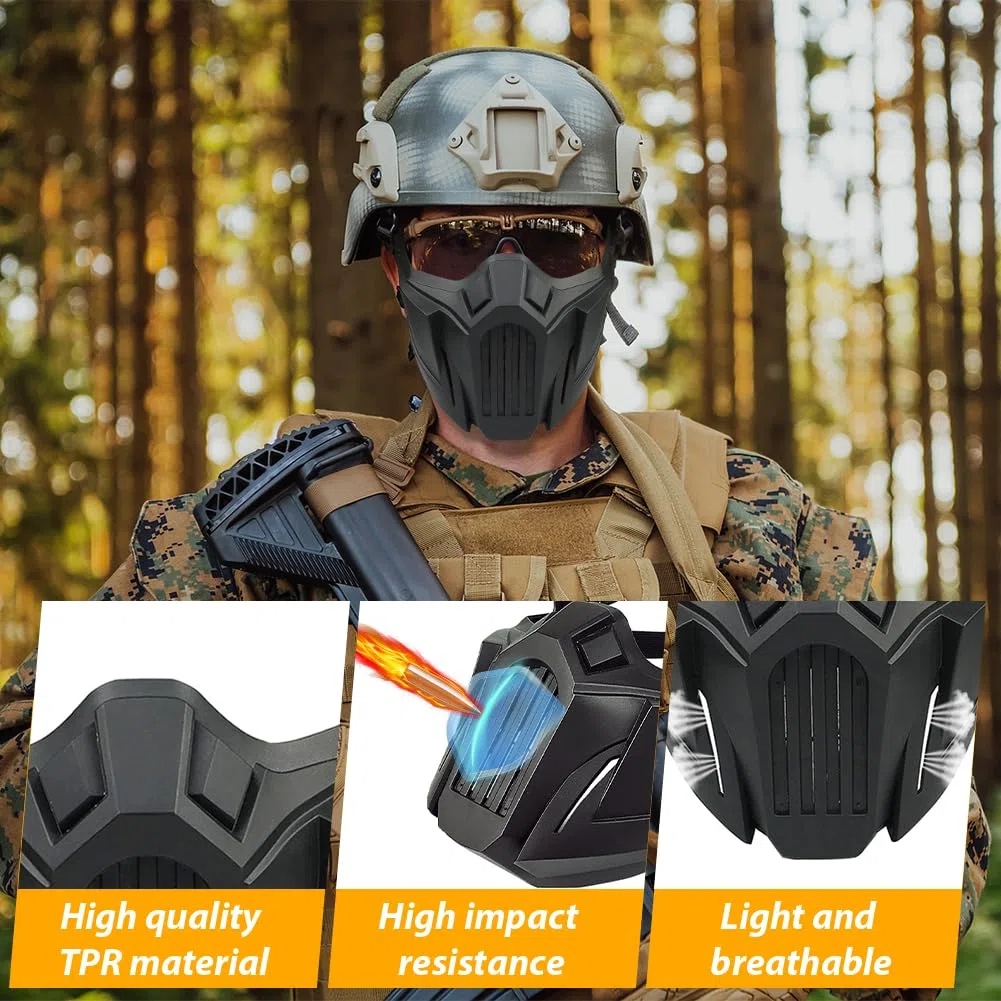 Demi-masque de protection créatif pour airsoft, jeux de plein air, masques de sport pour adultes, hommes, femmes, CS chasse, paintball tir