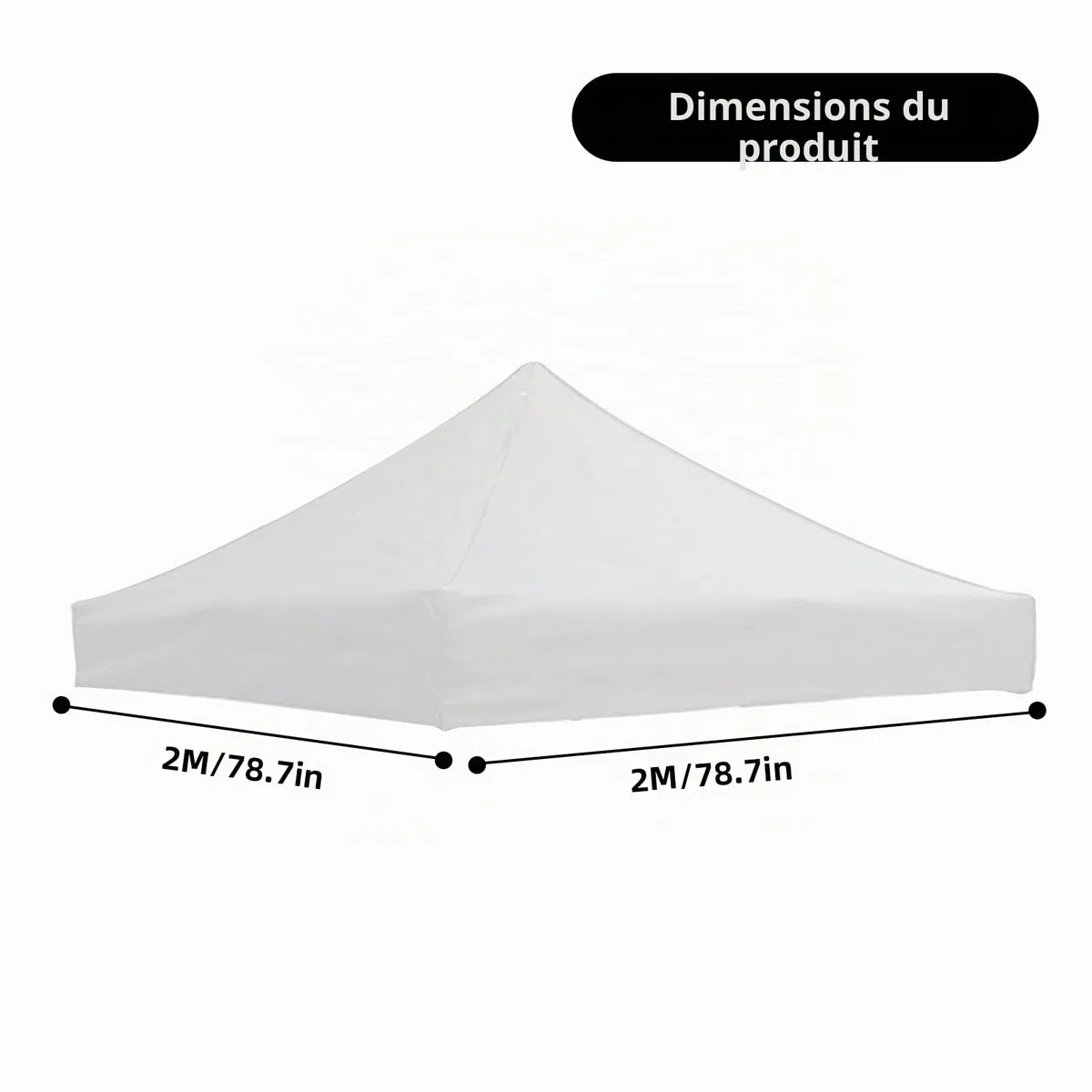 Bâche de rechange pour Toit de tente - Toile de tente à 4 angles - Bâche pour l'extérieur - Pour pavillons (blanc, 2 x 2 m)