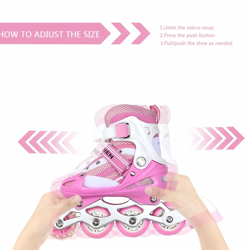 Rollers en Ligne Enfant, Rollers en Ligne Garcon&Fille, Rollers en Ligne Ajustable Taille Réglable (Taille 35-38) ABEC 7, Roller Enfant 4 Roues