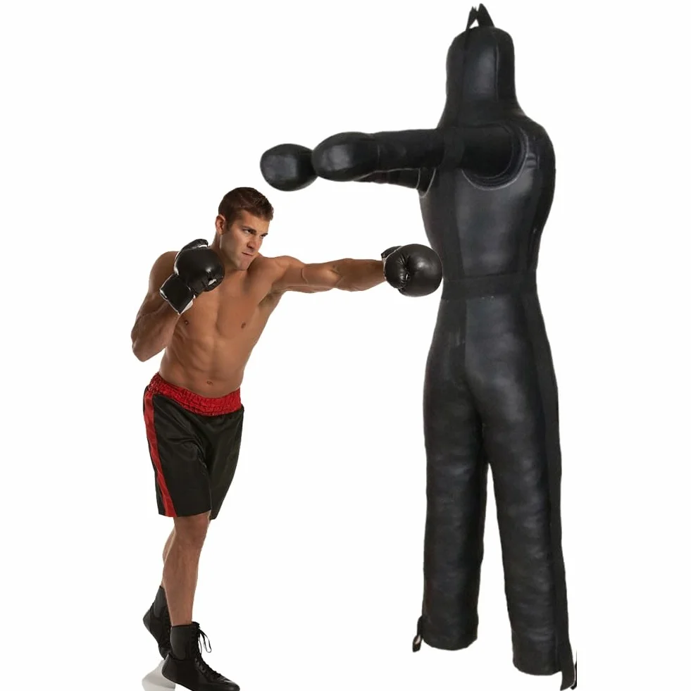 Suspendu Mannequin de lutte, Judo Grappling Sac de frappe, entraînement de frappe, MMA Position debout Dummy Lutte Arts Martiaux Boxe Karaté Entraînement, non rempli ( Color : B Black , Size : 185cm )