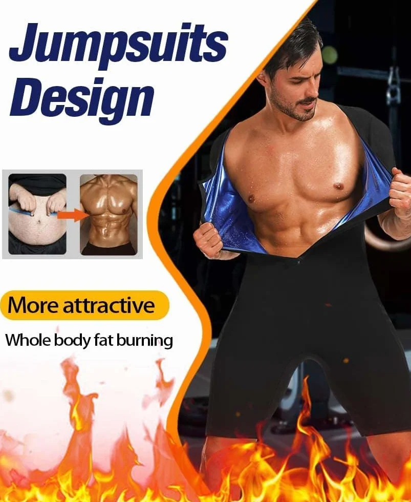 Combinaison de sauna pour homme - Maillot de sudation pour homme - Gilet de sudation - Maillot d'entraînement avec short - Attrape la chaleur - Entraînement de la transpiration