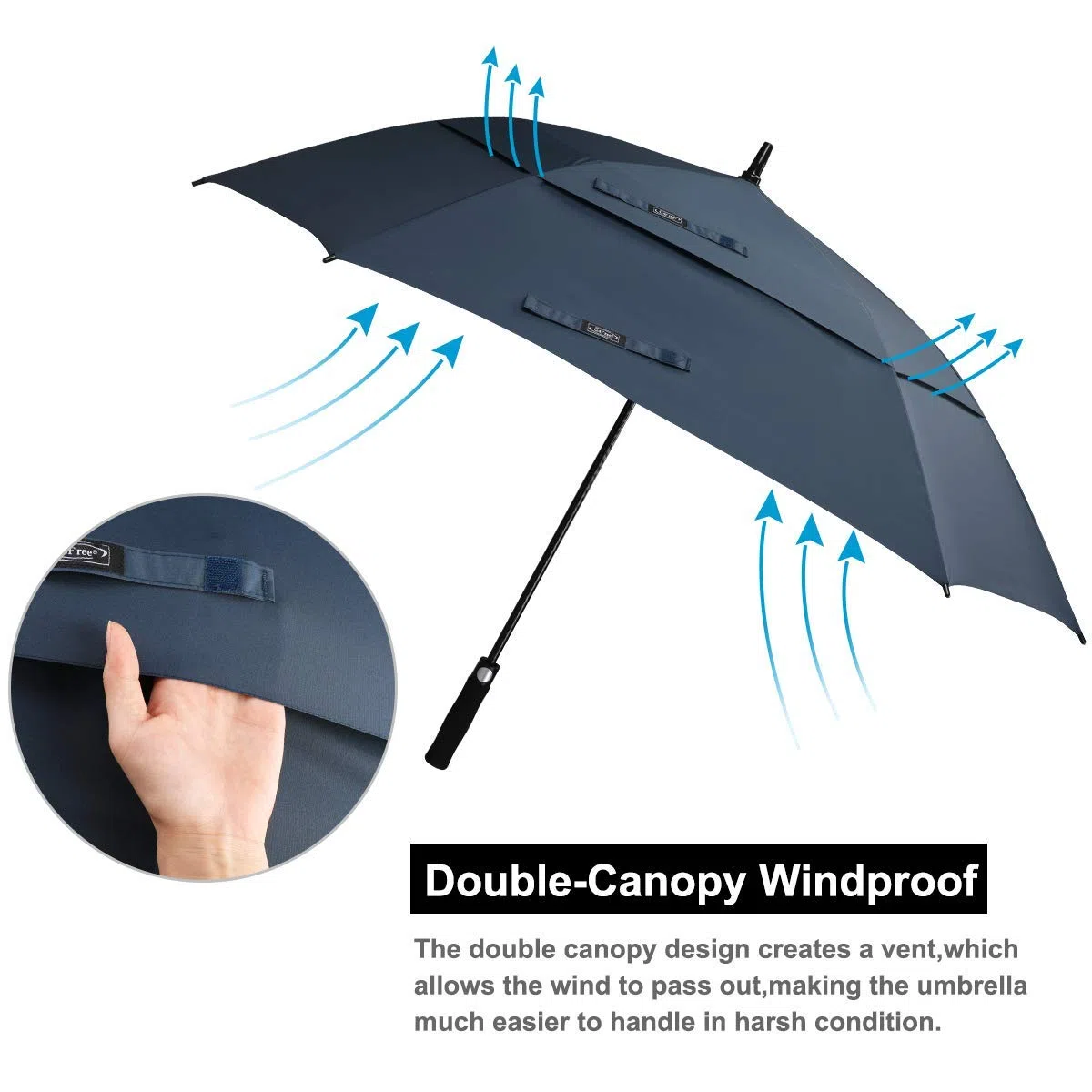G4Free Parapluie de Golf 55/61/69/72 Pouces Coupe-Vent Double Canop¨¦e Ouverture Automatique Extra-Large Solide pour Hommes Femmes
