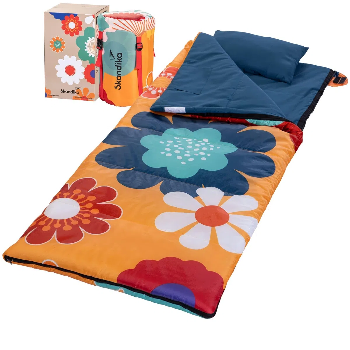 Skandika Sac de Couchage Sovro | Sac de Couchage rectangulaire pour Adultes, 3 Saisons, utilisable comme Sac de Couchage Double, Sacs de Couchage de Camping avec Oreiller