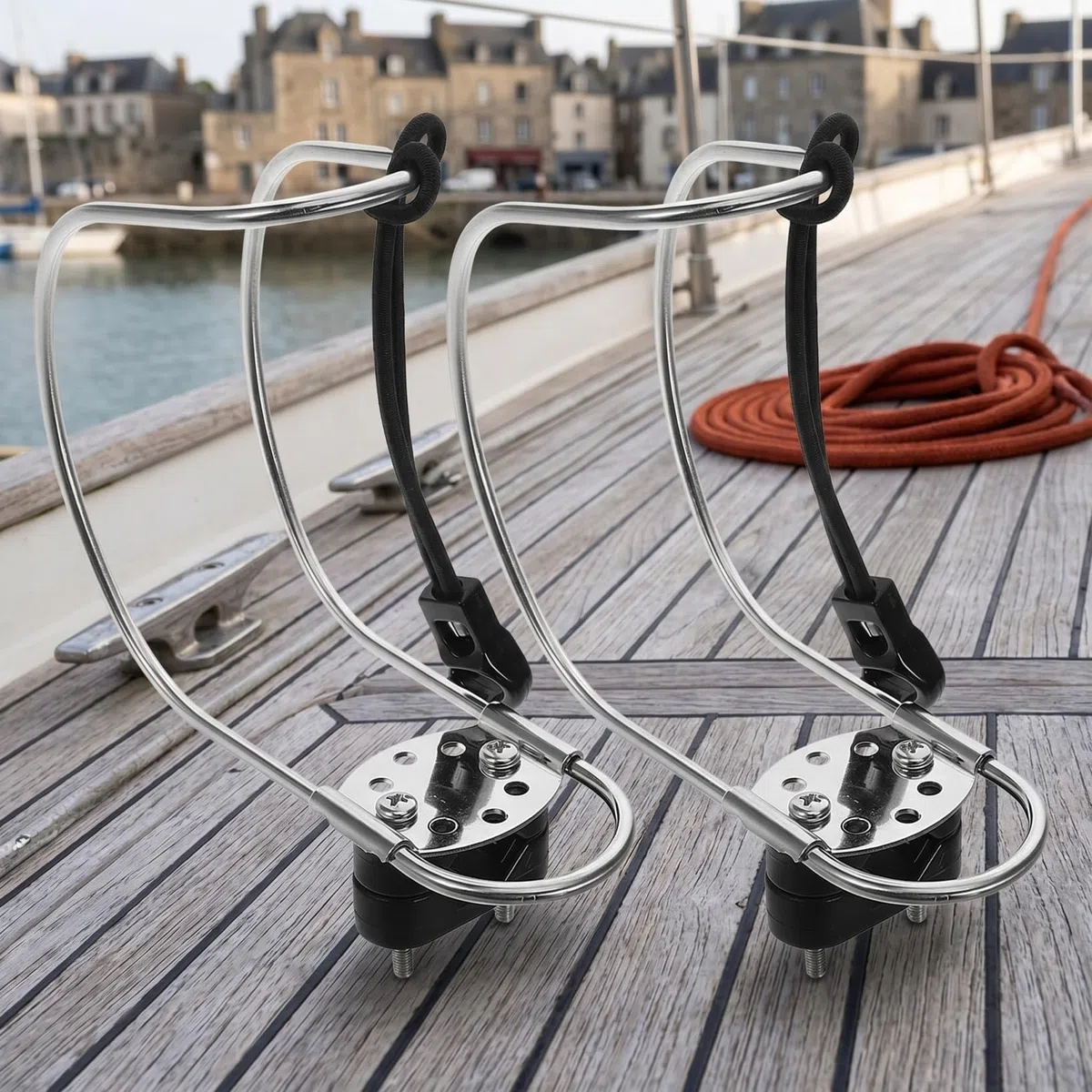 VICASKY 2 Pièces Support Bouée de Sauvetage INOX Robuste Fixation Stable pour Yachts et Bateaux Porte-Anneau Sécurité