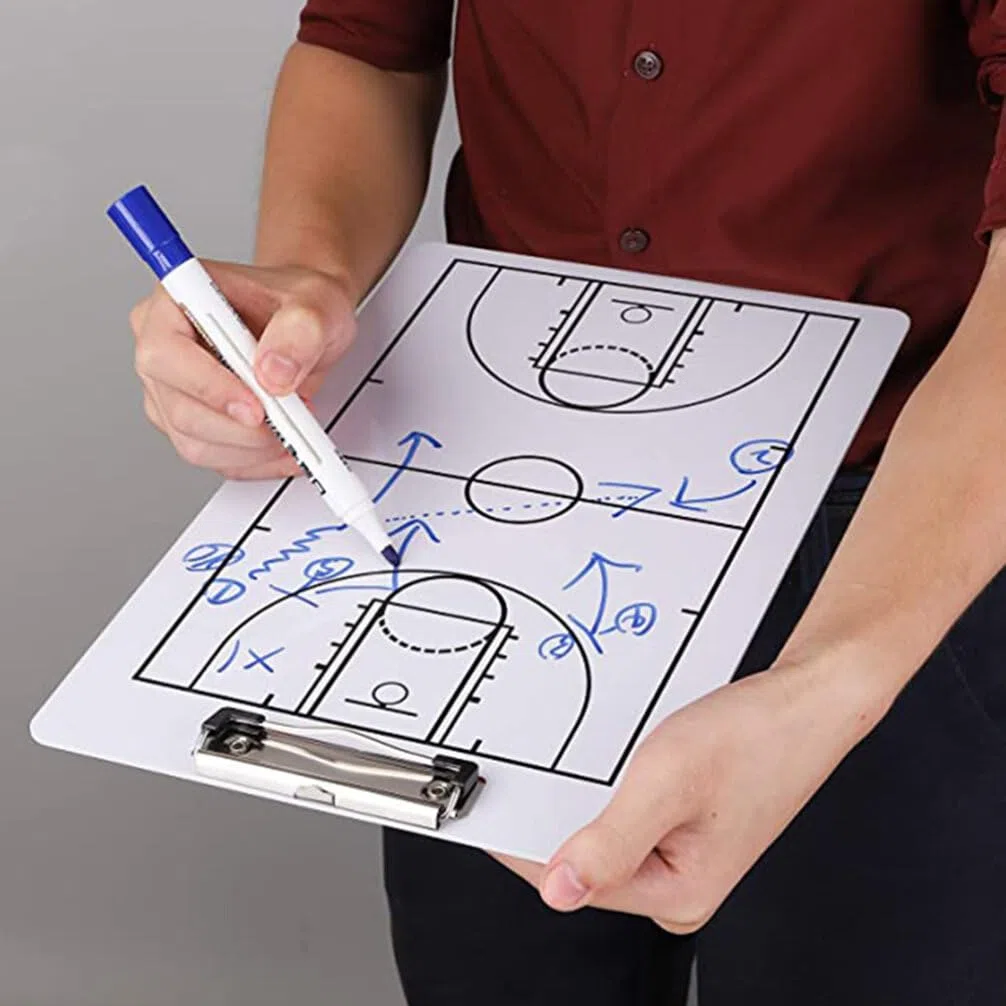 CLISPEED Support de de Basket- Options Marqueur Football Fichier Double Face Tableau Blanc Organisateur d'école Effacer Planches Serrage Écriture Coaching Sec cm Board Equipement Bureau pour