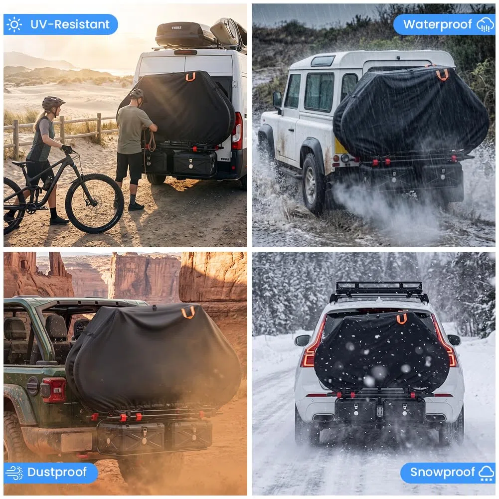 AOOWU Housse Vélo, 200*70*110CM Tissu Oxford 210D Epais Bache Velo Exterieur, bâche de vélo d'extérie avec Trou de Serrure, Anti Poussière Pluie UV Neige, 2 Velo de Course/Route/ VTT/Electrique/Ville