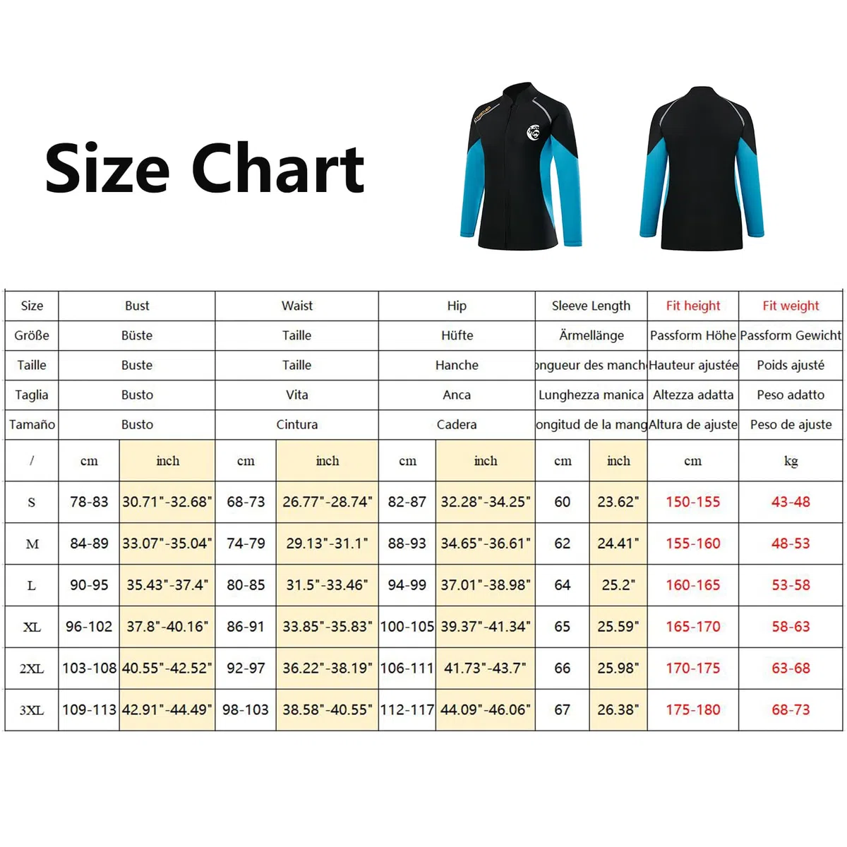 Veste de plongée pour homme et femme, en néoprène de 2 mm avec fermeture éclair sur le devant, manches longues, pour le surf, la natation, la plongée, haut de combinaison (M, femme)