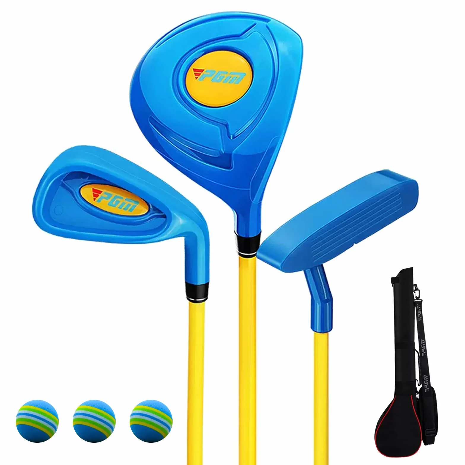 PGM Ensemble de Clubs de Golf pour Enfants – Peut Frapper de Vraies balles, Comprend des Clubs de Bois, de Fer et de Putter – Idéal pour Les débutants garçons et Filles – Ensemble d'entraînement