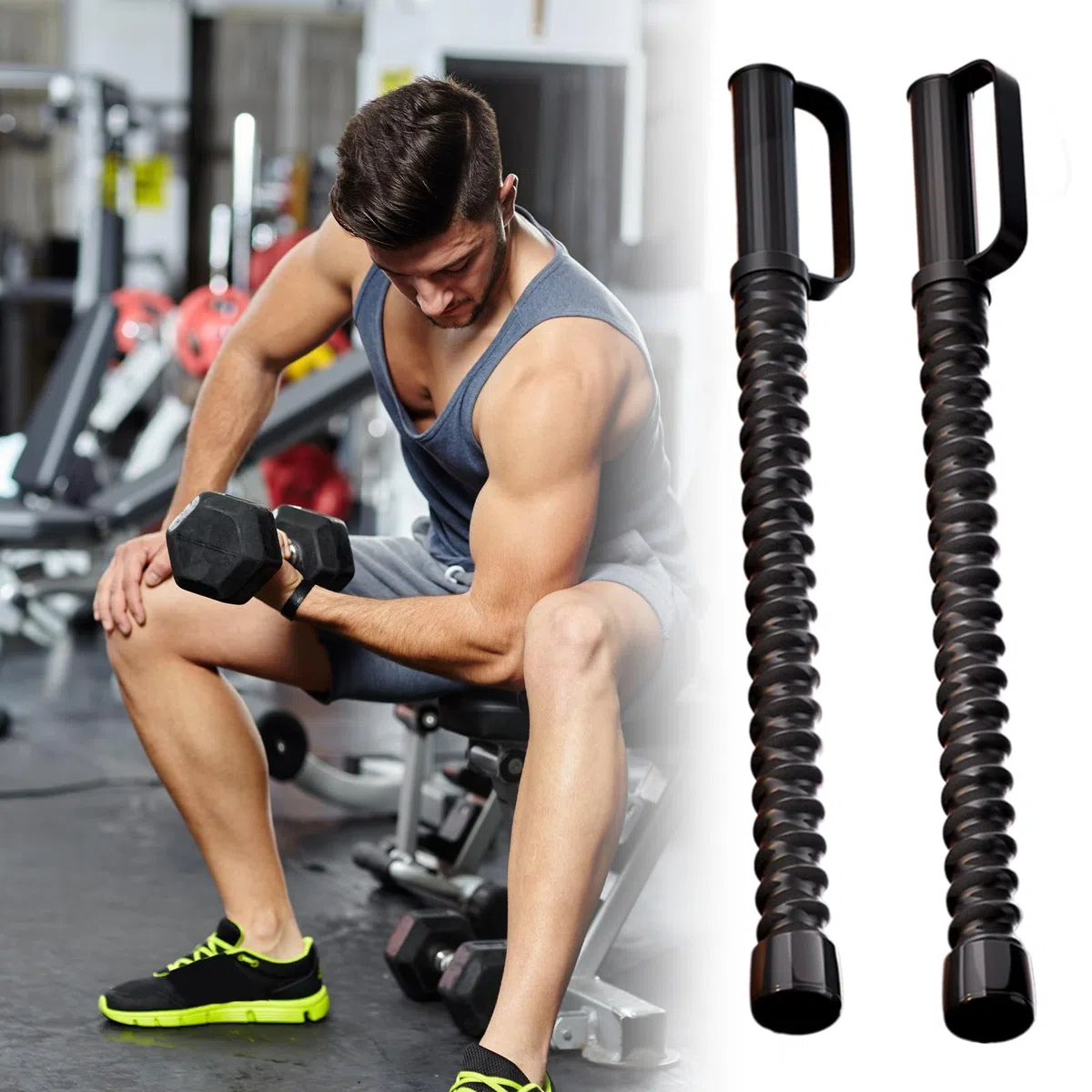 Cordes lourdes pour entraînement physique et exercice – 2 cordes de combat pour exercices | Équipement de construction musculaire de remplacement tige à ressort, corde bâtons de fitness