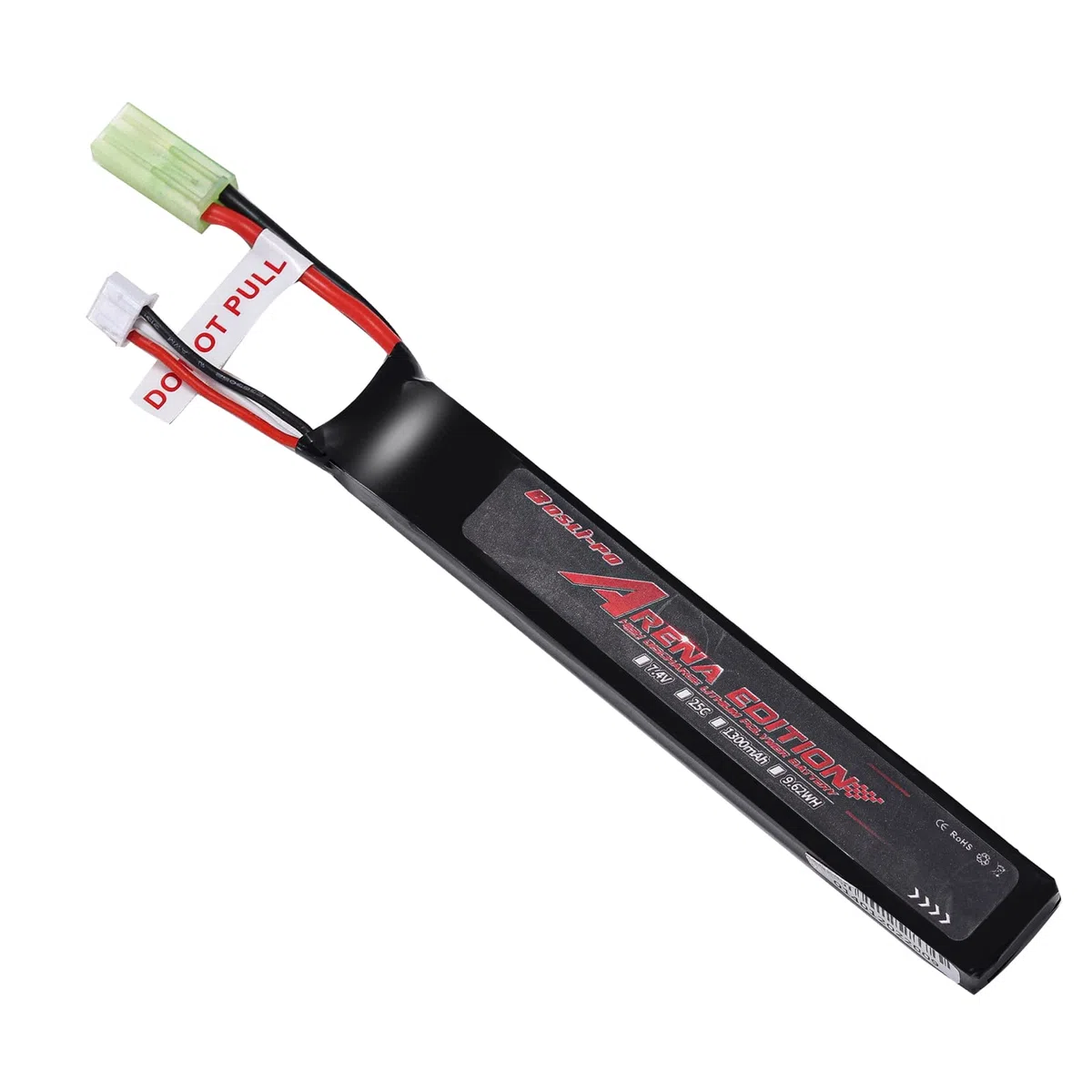 Bos-Lipo Airsoft Batterie Lipo 7,4V 1300mAh 25C 2S Batterie au Lithium avec connecteur Mini Tamiya pour Airsoft G36C MP5A5 M249 FNP90 G3A4 Airsoft Gun Pistolet Airsoft Rifle