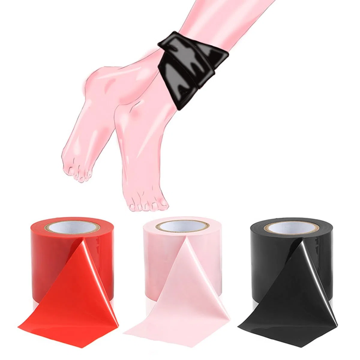 𝐁-𝐃-𝐒-𝐌 3 Types De Ruban Adhésif : Rouge, Noir, Rose, Facile à Traiter Avec Une Variété D'ajustements, Un Cadeau Original Pour Les Hommes Et Les Femmes 🅑🅓🅢🅜