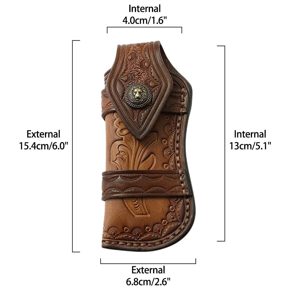 Etui en Cuir 4"-5" pour Couteau Pliant - Gaine Vintage avec Boucle de Ceinture pour Camping, Chasse (sans Couteau)