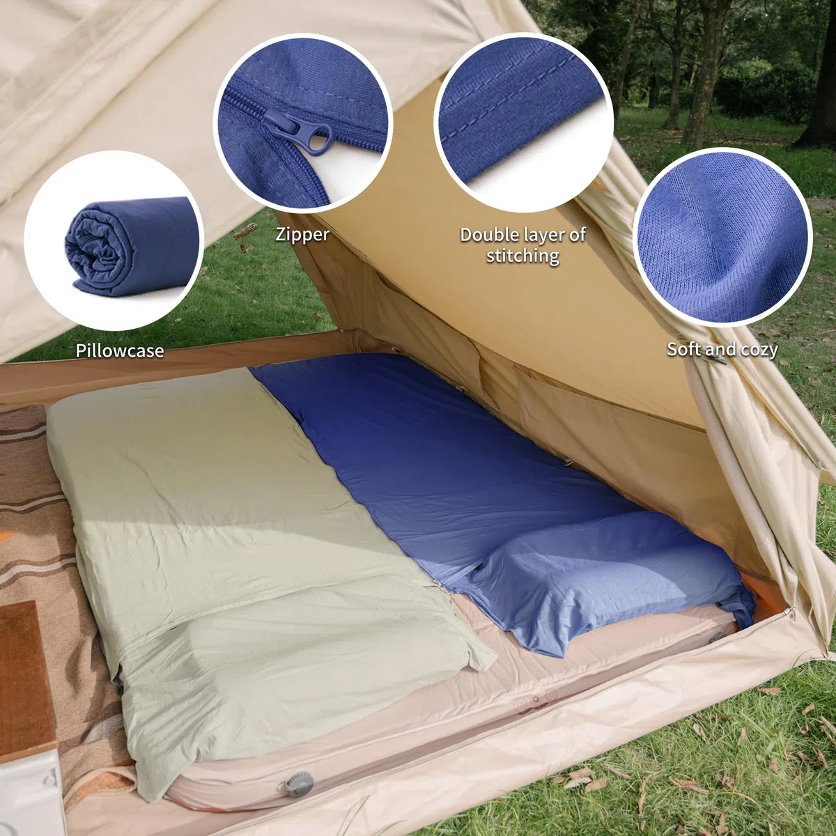 Naturehike Draps de Sac de Couchage de Voyage Ultralégère Compact en Microfibre avec Compartiment Oreiller Ajouté, Sac de Couchage pour Adultes, Sac de Couchage de Aussi comme Drap de Couchage