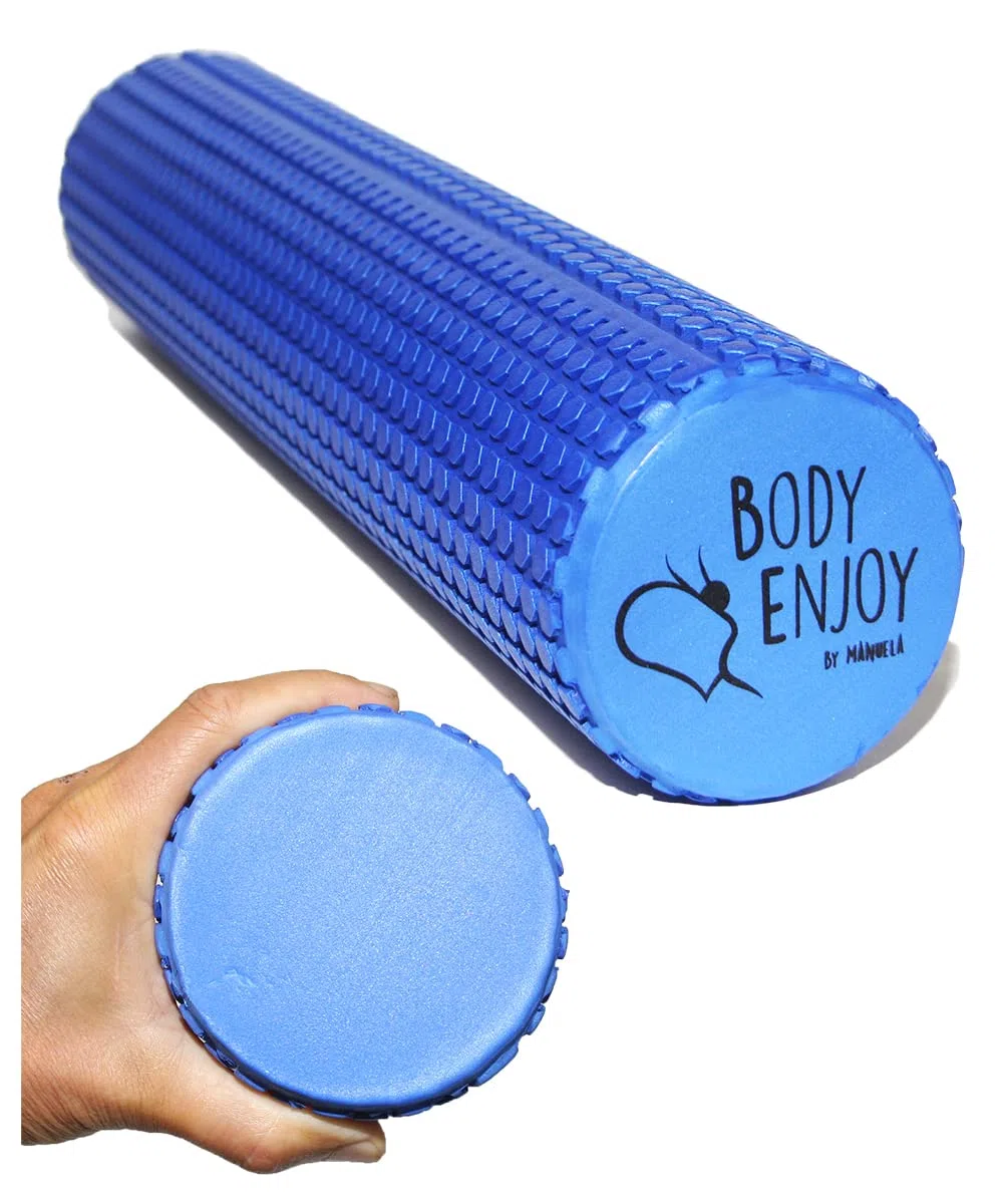 Rouleau de fascias moyen pour les secousses de la colonne vertébrale – Redresseur de dos Ø 9,5 cm x 43 cm (bleu océan), yoga Pilates et fascias Roller pour traitement des points de déclenchement