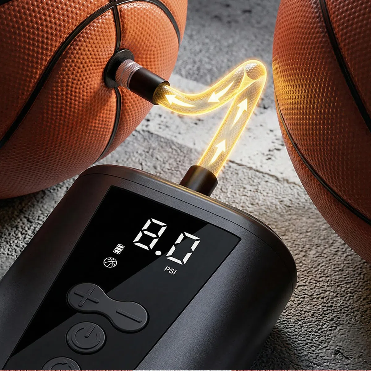 Pompe À Air Électrique, Pompe À Ballon Électrique, Gonfleur Ballon Electrique, Portable avec Manomètre De Pression Précis À LED pour Ballon De Sport, Basket-Ball, Volley-Ball, Rugby, Noir