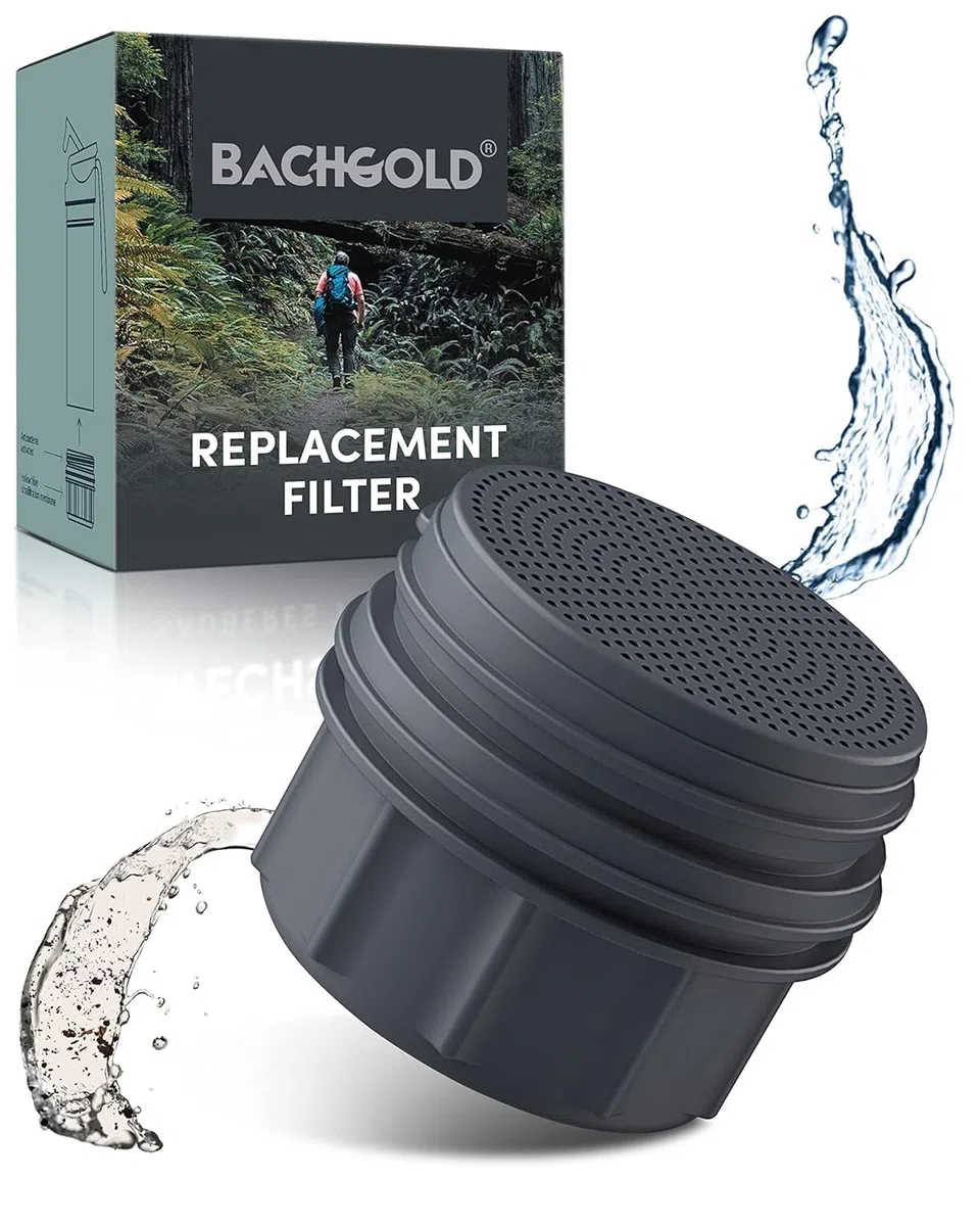 Bachgold Filtre à eau extérieur avec capacité de filtration de 1500l I Élimine 99,99 % des bactéries, filtre microplastiques et chlore I Protection contre les pannes, pour botella de 500ml