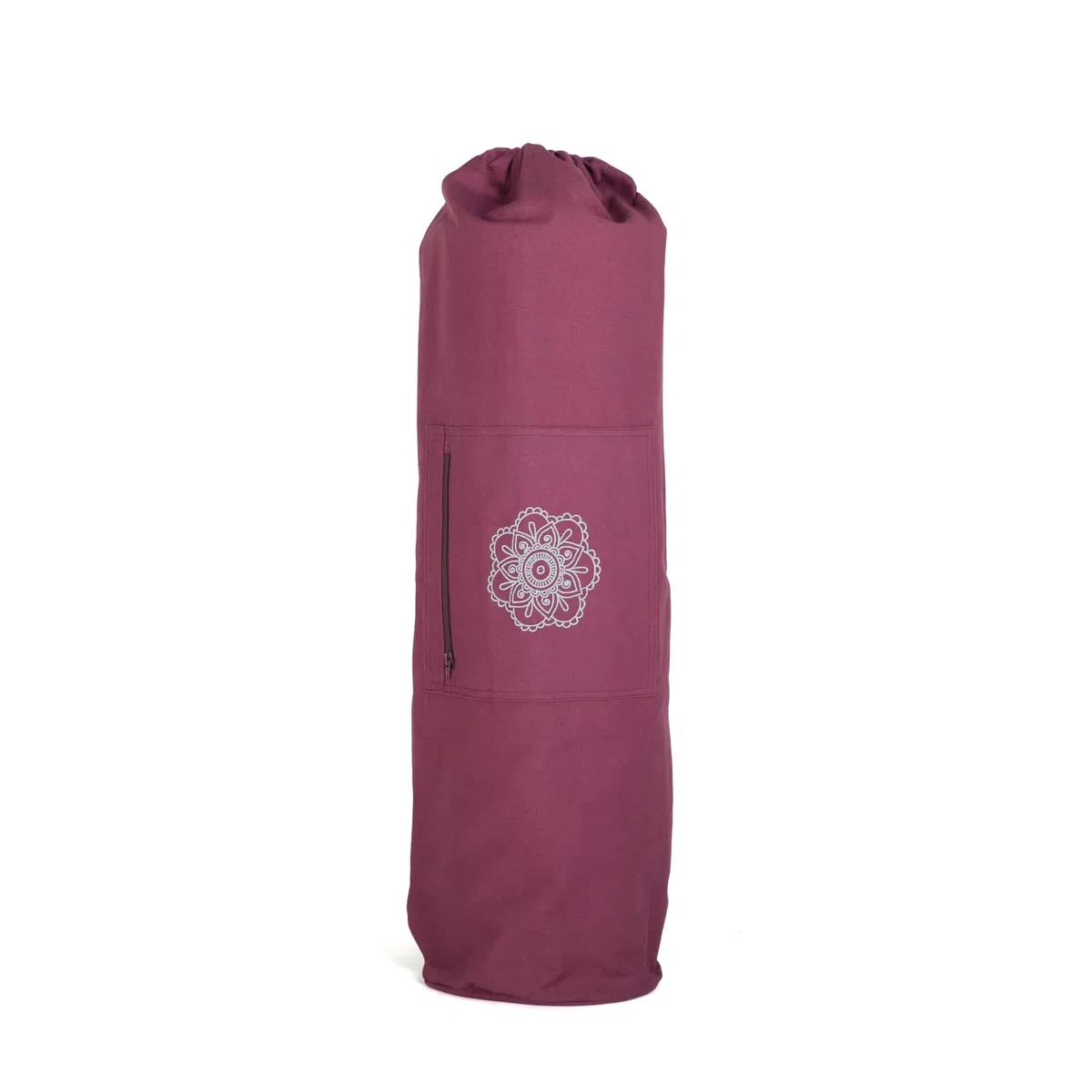 Bodhi Surya Bag Grand Sac de Yoga en Coton, pour Tapis en Laine Vierge, Format XL, avec Motif Mandala, Aubergine