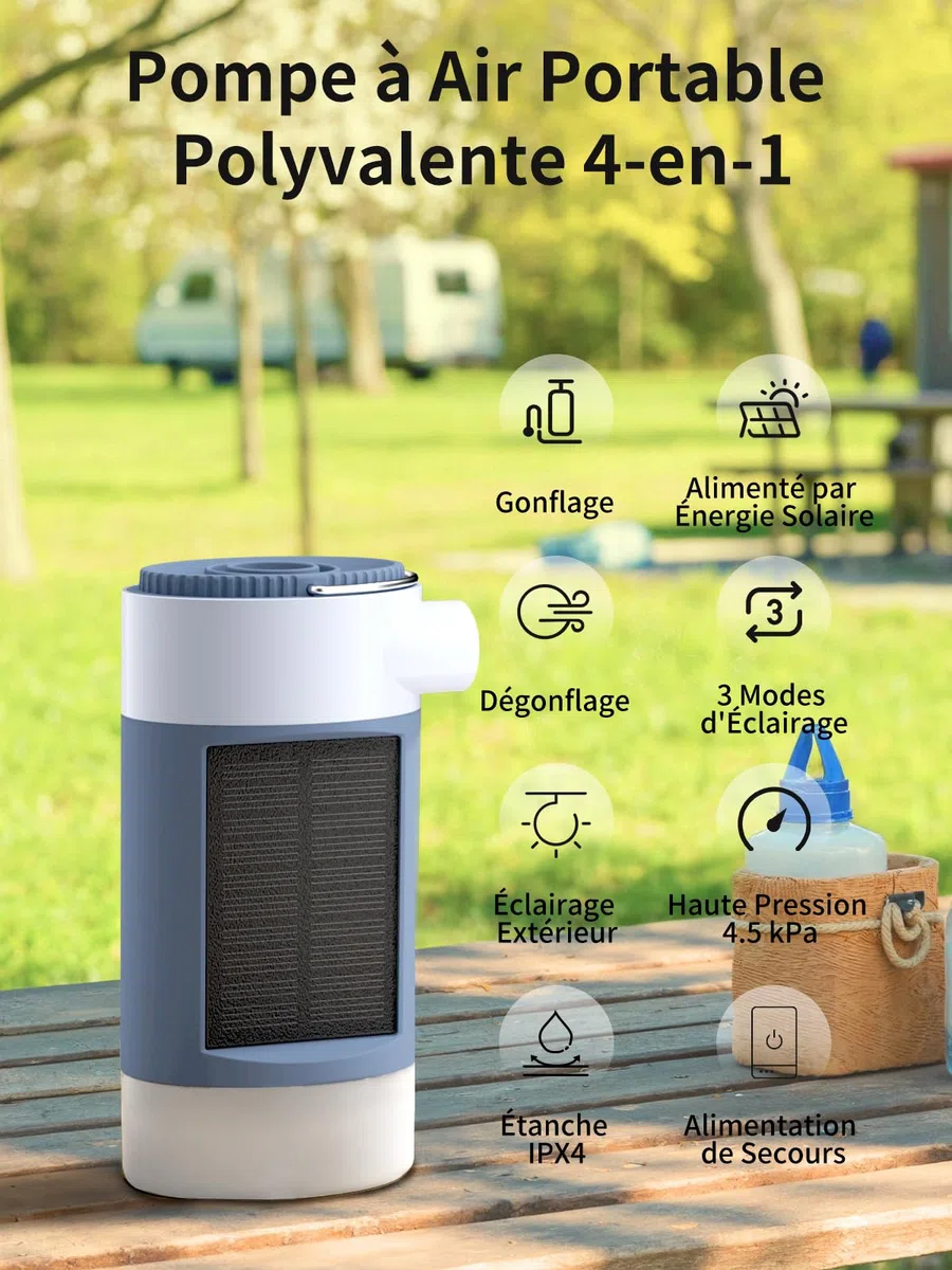 K Kasonic Pompe Électrique à Air avec Lampe de Camping, Pompes de Camping Rechargeables pour Dégonfler, Pompes pour Lits Gonflables pour Flottants de Piscine, Pompe Portable pour Voyages en Plein Air