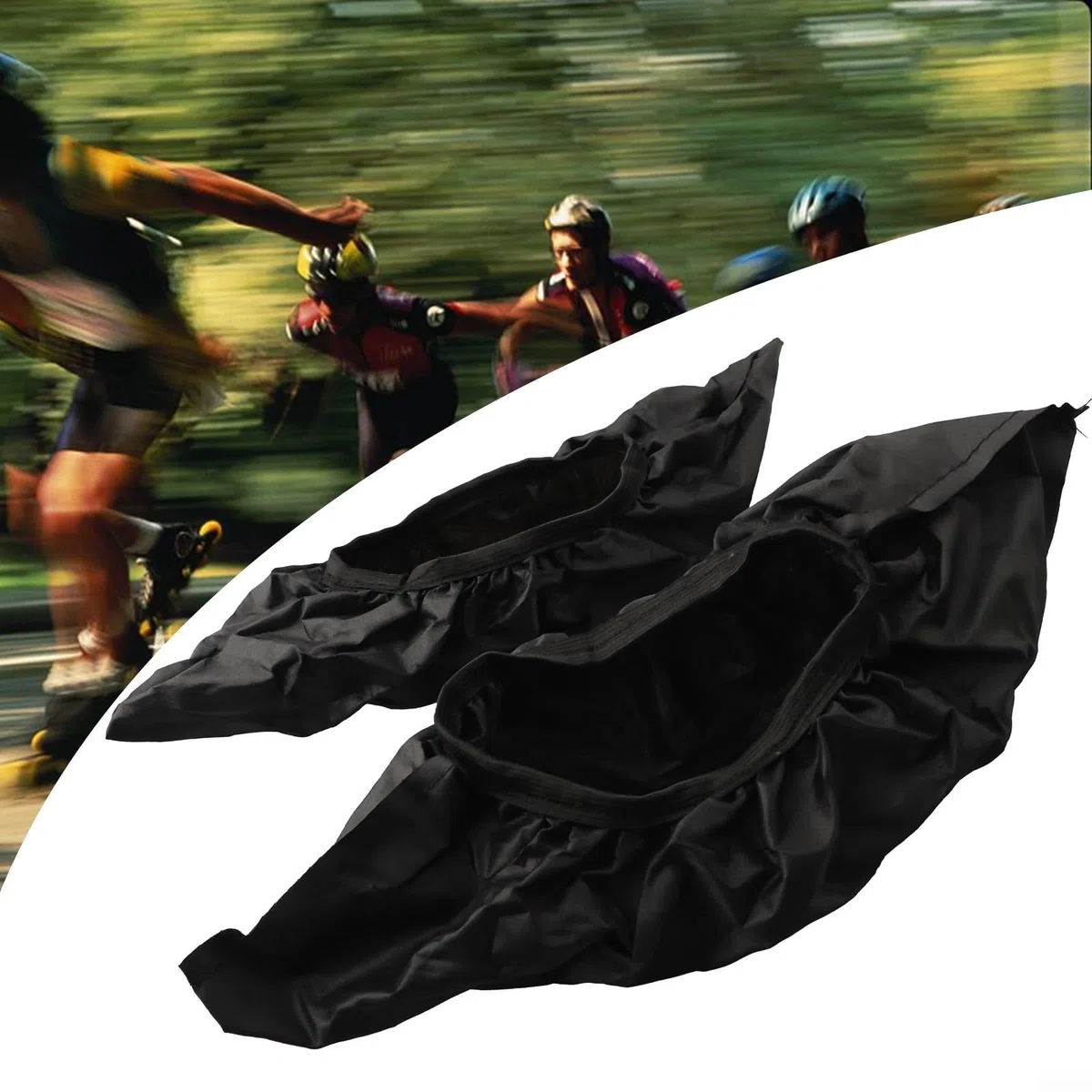 Lot de 2 housses de protection de roues de patins à roulettes en tissu Oxford épais avec ouverture de bande élastique pour les roues de moins de 45 et 4 x 72 mm à 4 x 90 mm Noir