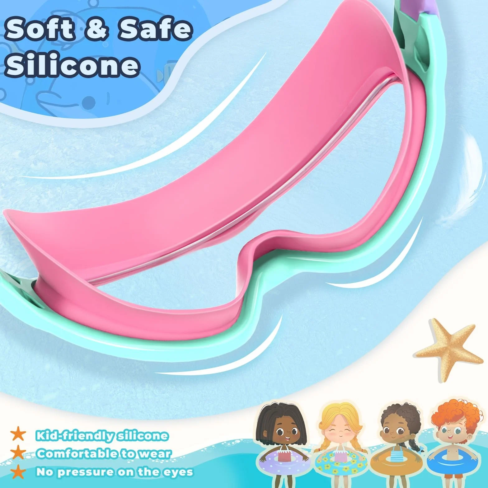 2 Pack Lunettes de Natation pour Enfants 3-15 avec Protection UV Anti-buée Lunettes pour Garçons Filles