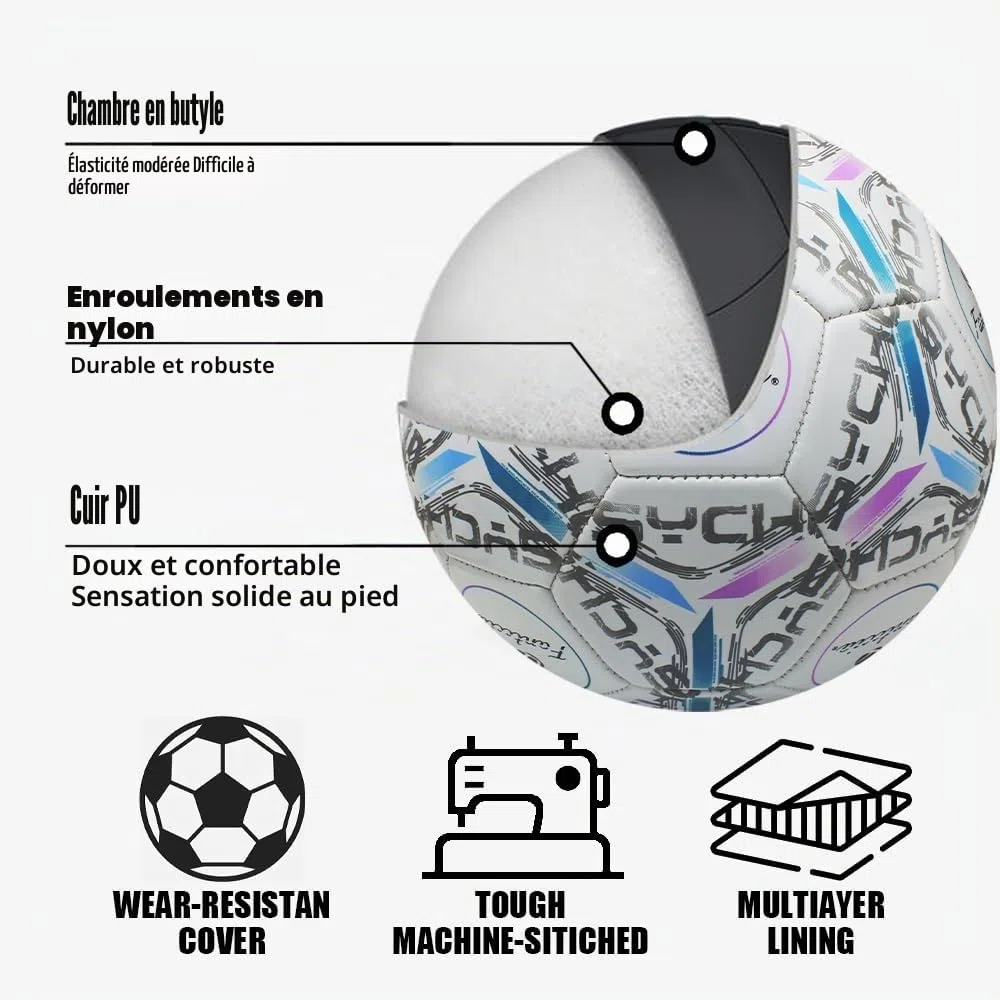 Ballon de football officiel taille 5, ballon de football en cuir avec pompe, ballons de football d'entraînement pour enfants et adultes