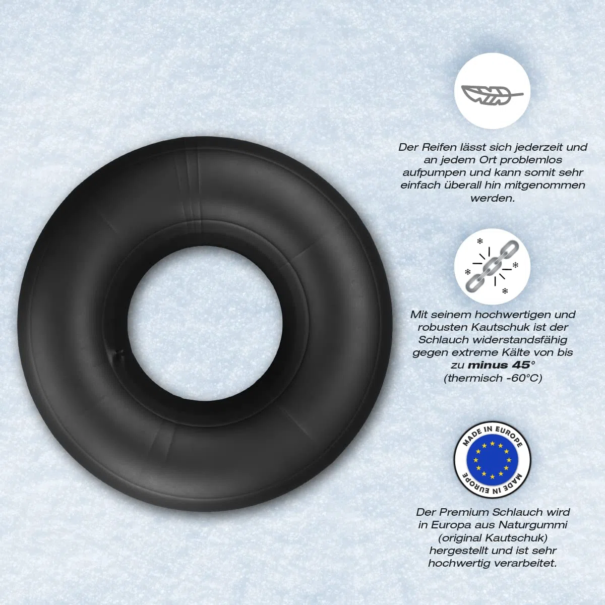 Skinhawk Tube de neige professionnel de qualité supérieure - Luge bob - Pneus de neige