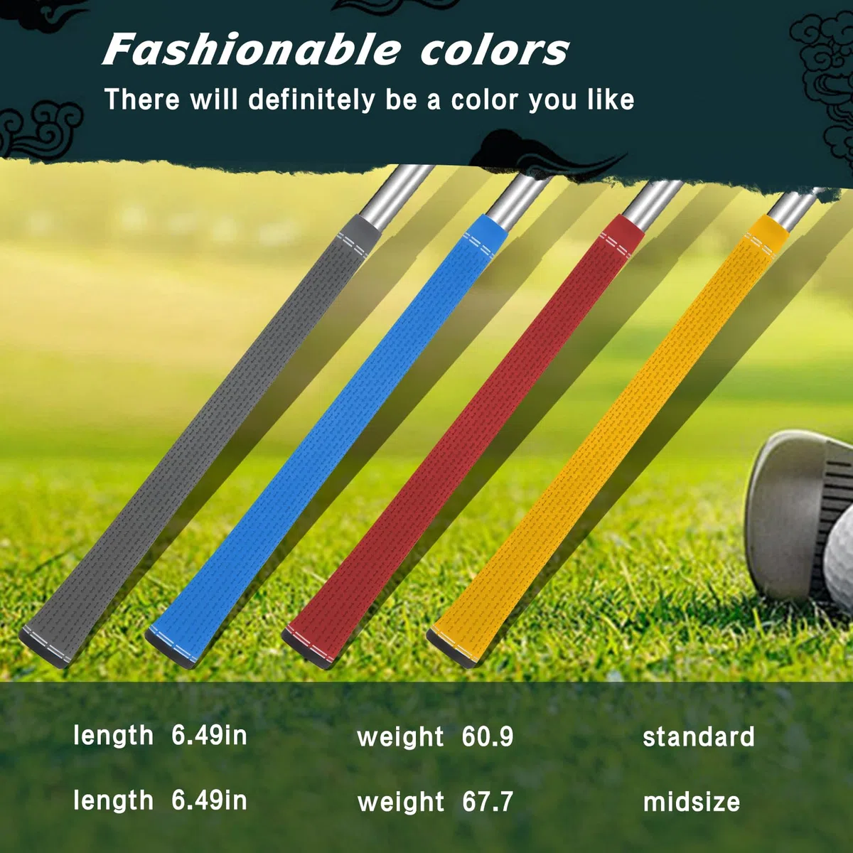 Lot de 8 poignées de golf confortables en caoutchouc souple toutes saisons - Antidérapantes - Pour homme et femme - Design bas conique - Excellentes poignées rembourrées de taille