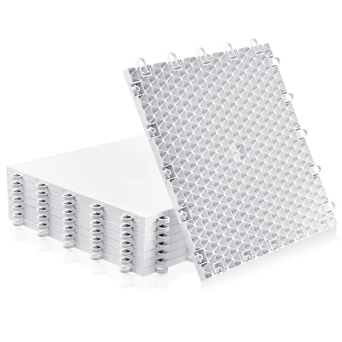 Fabbay Dryland Lot de 8 dalles de glace synthétiques pour tapis de sol de hockey – 30,5 x 30,5 cm – Équipement d'entraînement de hockey pour le tir en extérieur (blanc)