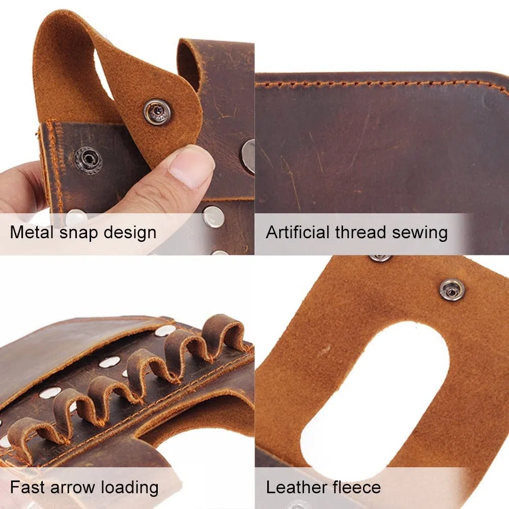 MiOYOOW Carquois de Flèche de Poche, Accessoire de Chasse de Carquois de Taille de Flèche en Cuir Portable pour Tenir 6 Flèches