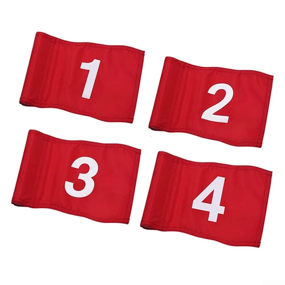 Lot de 4 drapeaux de golf avec poteaux - Imperméables - Pour entraînement de golf intérieur et extérieur