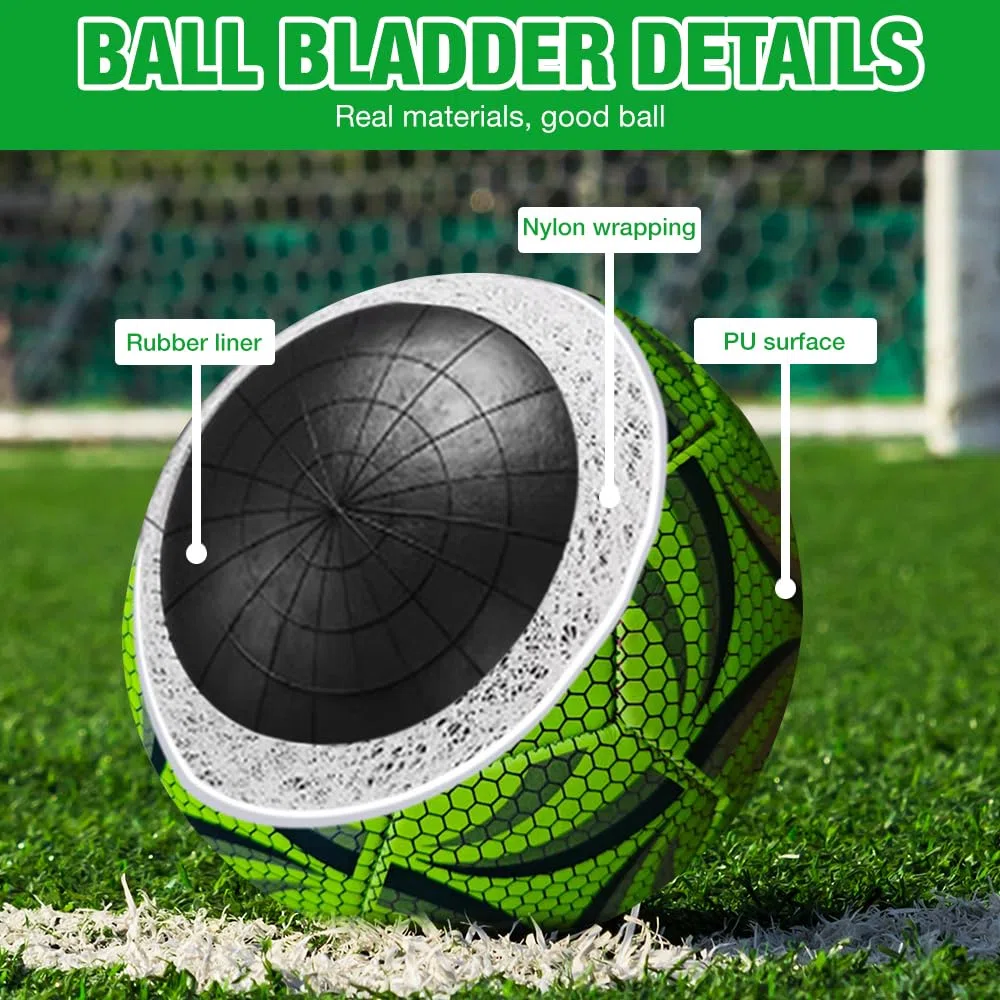 Ballon de Football en Fluorescence, Ballon De Foot Taille 5 pour Enfant et Adultes, Ballon de Football Lumineux avec Pompe, pour entraînement de Football, Jeux de Nuit, intérieur et extérieur