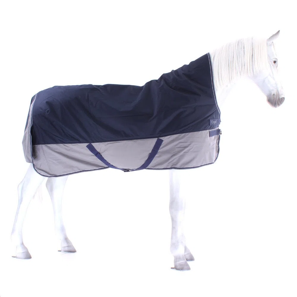 Equi-Theme/Equit'M 400915763 Tyrex 600 D Tapis Col Haut Mixte Adulte, Bleu Marine et Gris, 190 cm
