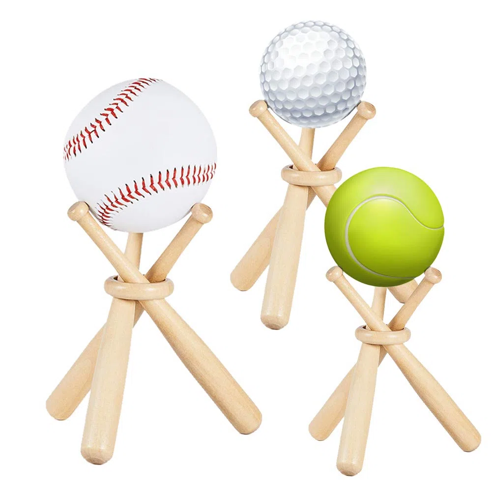 JeogYong Support de Baseball en Bois, 3 Ensemble Support de Base-Ball Présentoir Petit, Mini Support de Batte de Daseball pour Enfants, Collection de Joueurs, Cadeaux de Vacances et d'anniversaire
