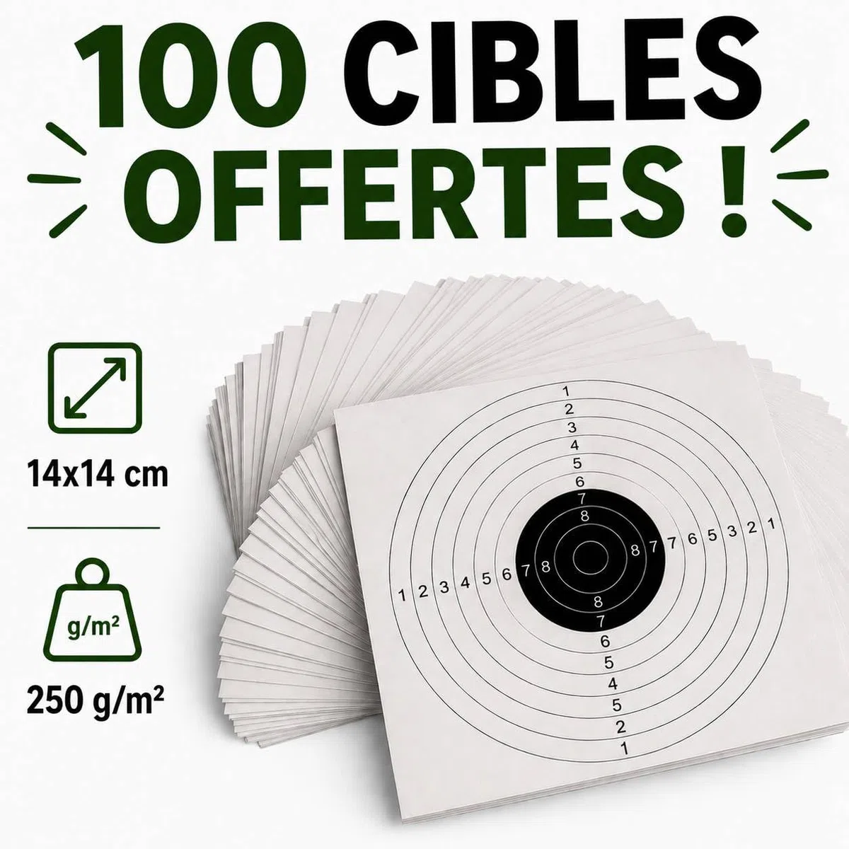 Porte-Cibles avec 50 Cibles 14x14 cm pour Airsoft et Airguns - Acier