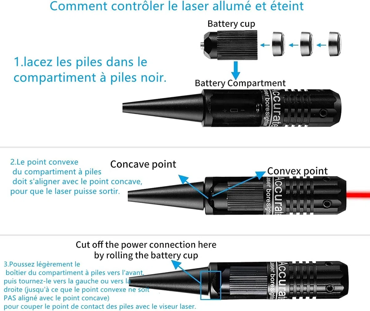KinZon Viseur Laser Professionnel Rouge - Compatible Calibres .22 à .50 & 9mm | Kit d'Alignement Haute Précision pour Fusils, Pistolets et Airsoft | Réglage Optique sans Tir | 5 Adaptateurs
