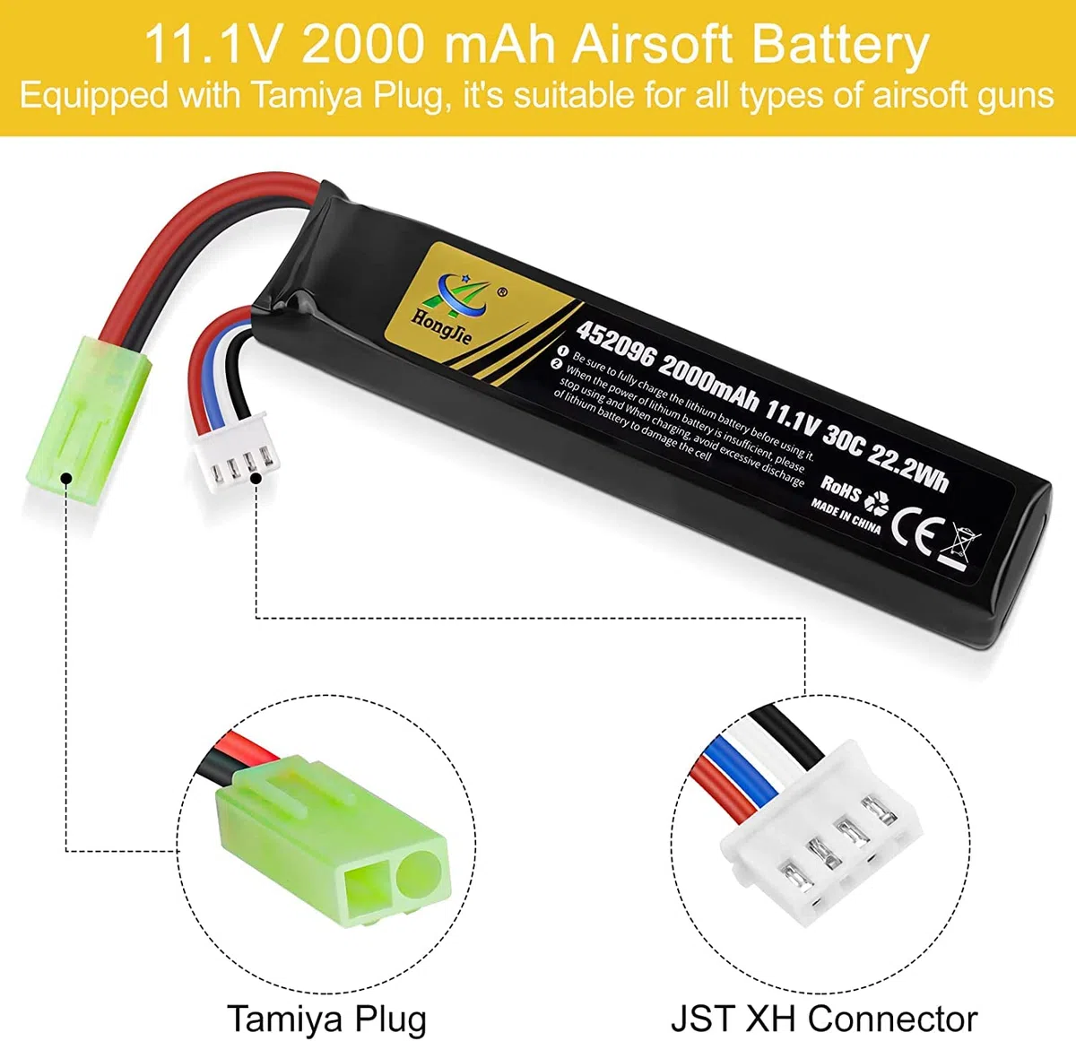 Batterie lipo 11.1v 2000mah Airsoft rc Rechargeable Battery 30C Tamiya Plug + USB Chargeur Set pour télécommande Airsoft Rifle Toys