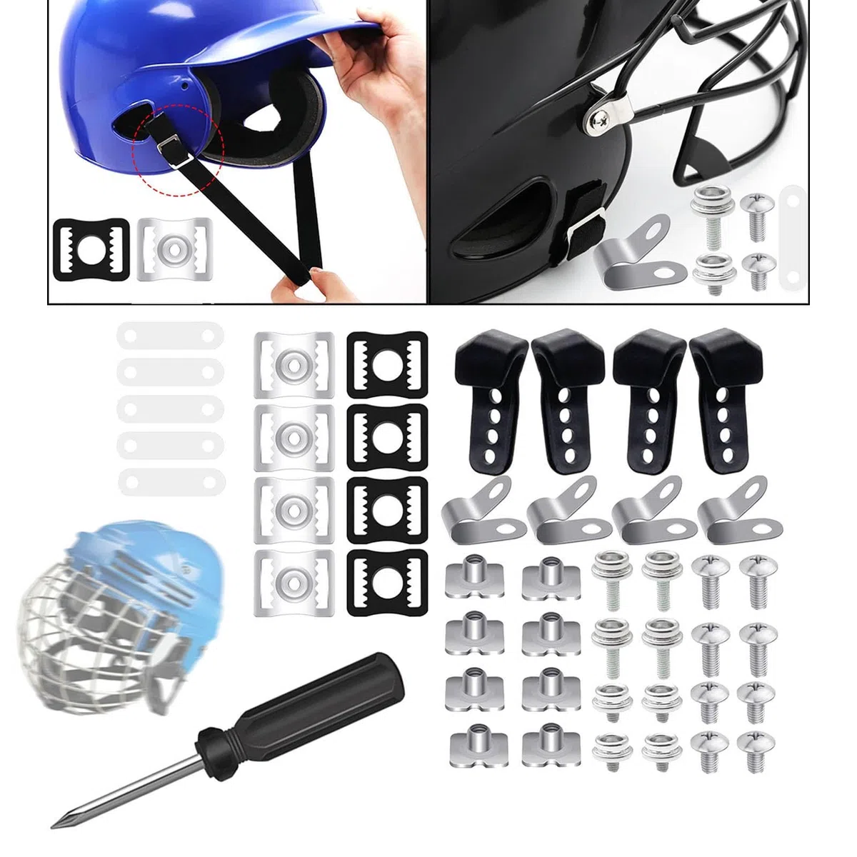 F Fityle de visière de Hockey sur Glace, vis de Casque, Fixations, rondelles, écrous, sécurité Pratique, Accessoires universels, de réparation,