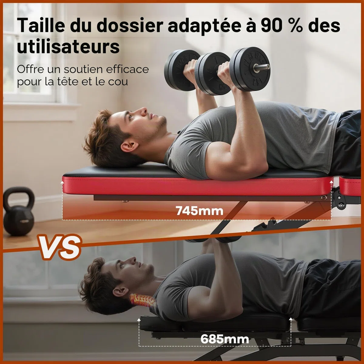 Nicepeople Banc de musculation réglable pour la maison, capacité 299 kg, banc d'entraînement avec 8 appuis-tête pour la poitrine, les épaules et les bras, banc de force compact et pliable pour petit