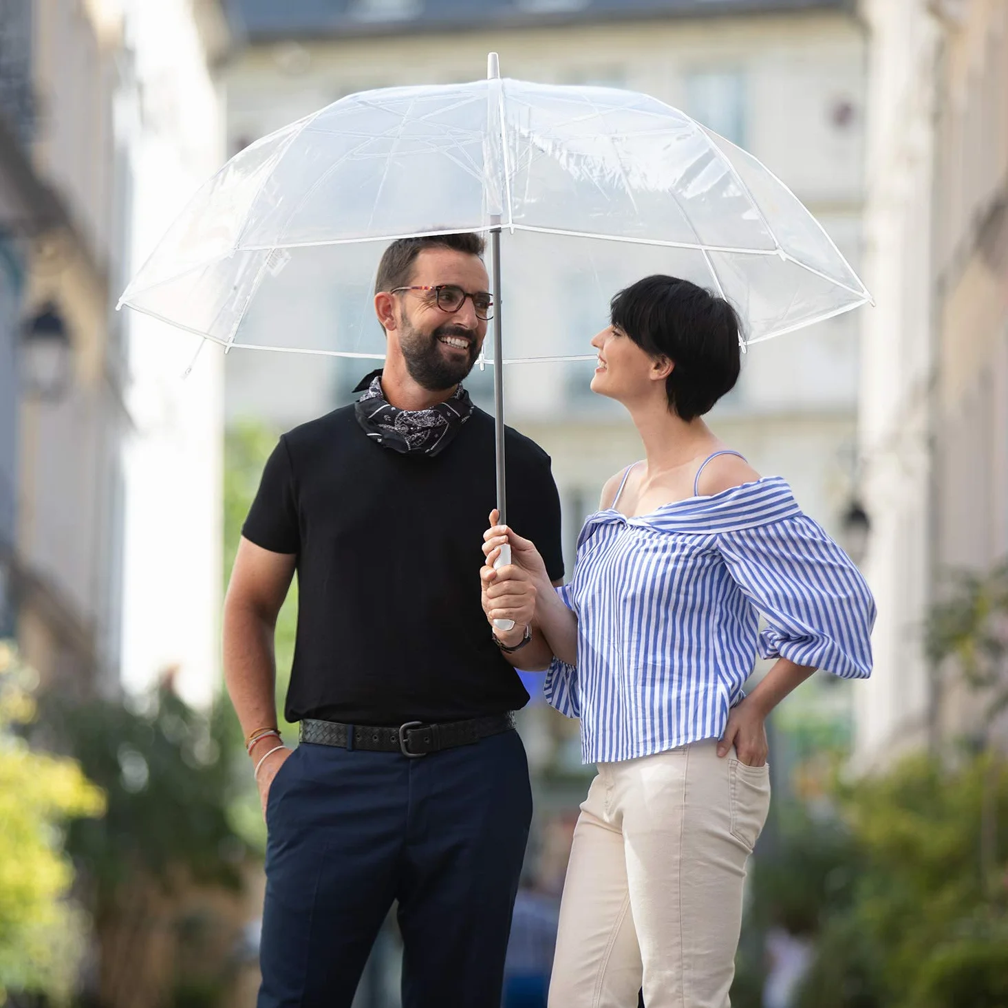 SMATI Parapluie transparent Golf ouverture automatique - idéal pour le Mariage- Diametre: 124 cm pour 2 personnes