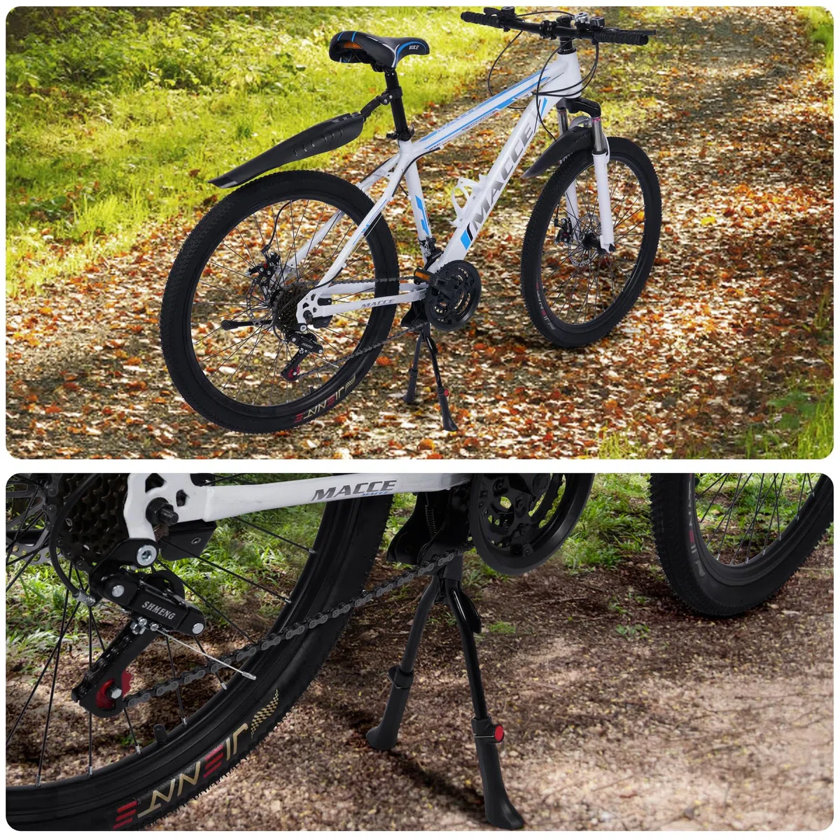Béquille Vélo – Béquille Centrale Double et Latérale Réglable,Support Vélo Stable pour Vélos 20–29 Pouces
