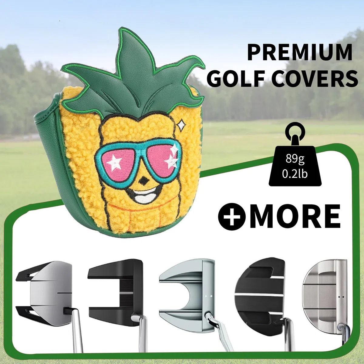 Luocute Couvre-tête de Club, Couvre-Chef de Protection en Cuir PU en Forme de Maïs avec Un Design Magnétique Puissant, Chef de Putter de Golf Amusant pour L'entraînement des