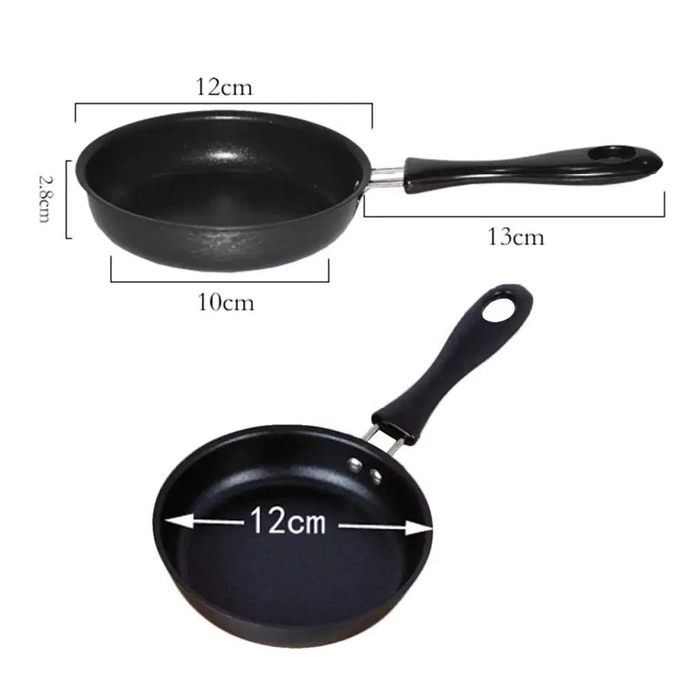 Mini poêle à frire pour un œuf, 12 cm, mini poêle à œufs avec poignée, résistante à la chaleur, anti-adhésive, portable, pour le camping, la cuisson à induction (Lot de 2)