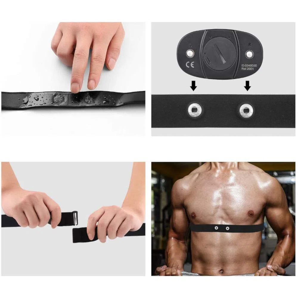 1neiSmartech Bande élastique réglable pour cardio-fréquencemètre Garmin polaire Wahoo Bryton Bracelet en tissu haut de gamme en nylon et spandex avec fixation capteurs de distance 45 mm