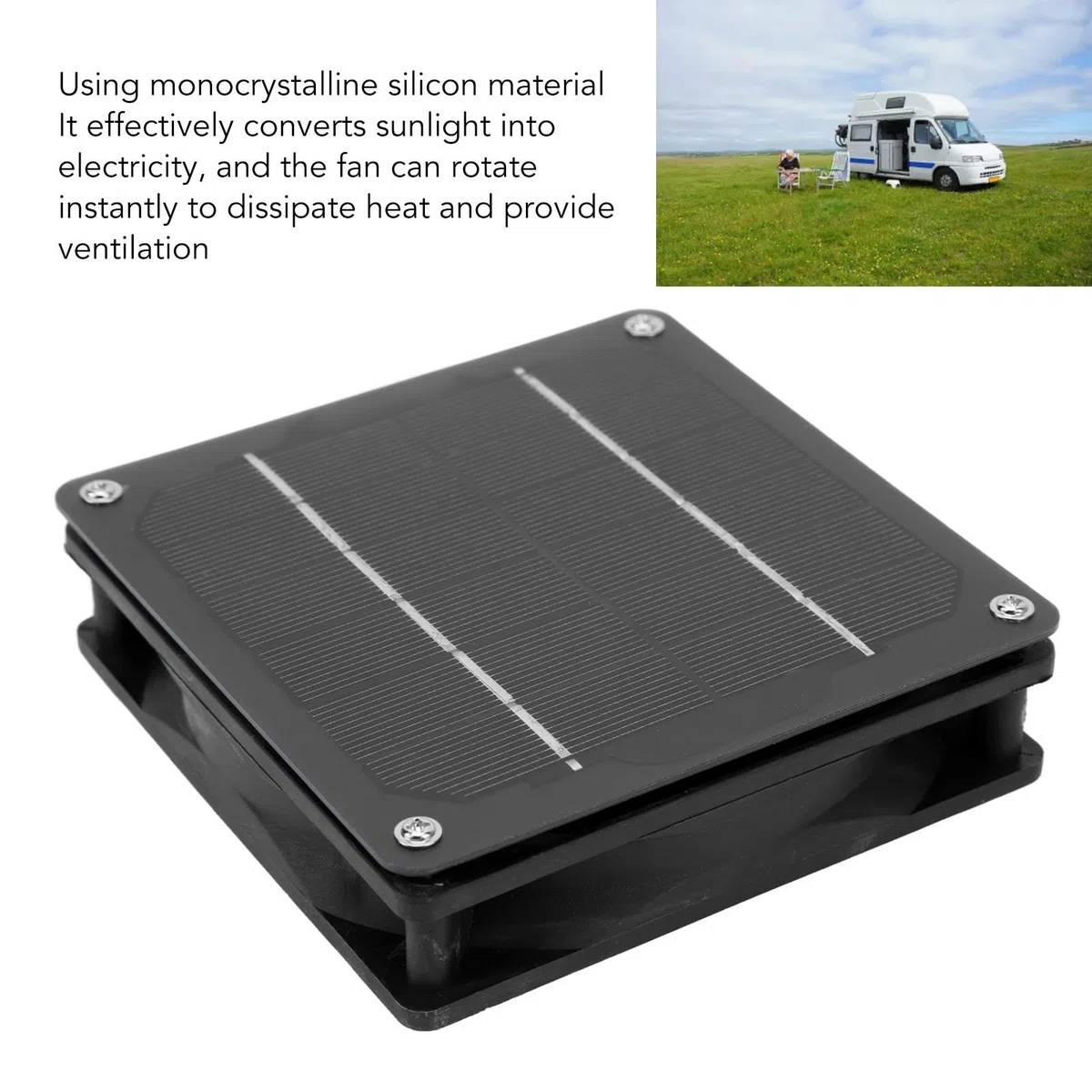 Generic Ventilateur Solaire, Chauffage Solaire en Serre 5W 6V Silicine Monocristallin, ABS Solar Pannel Fan Chauffage pour la Serre avec l'intensité du Soleil pour Diverses Applications, des RVS