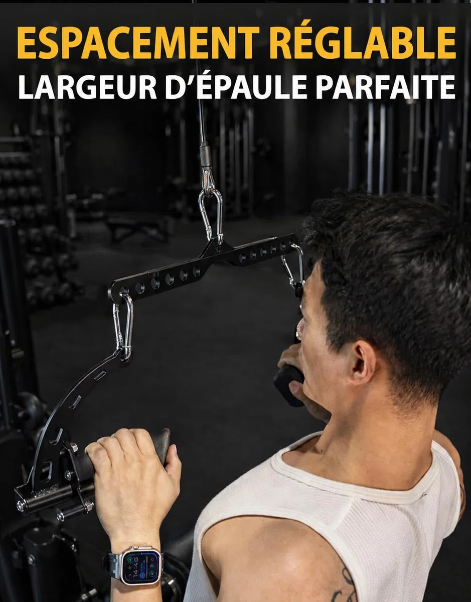 Adaptateur 2:1 pour Accessoires de Câble, Barre LAT Pulldown réglable, Accessoires pour Machines à Câbles de Gym – 15/21/39/58/89cm